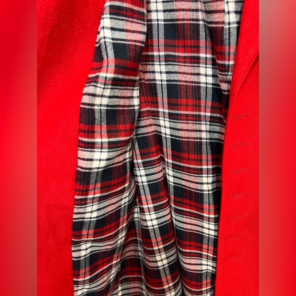 FREE PEOPLE Up The Hill Mid Length Coat Jacket Red Plaid Interior VINTAGE - Picture 2 of 9